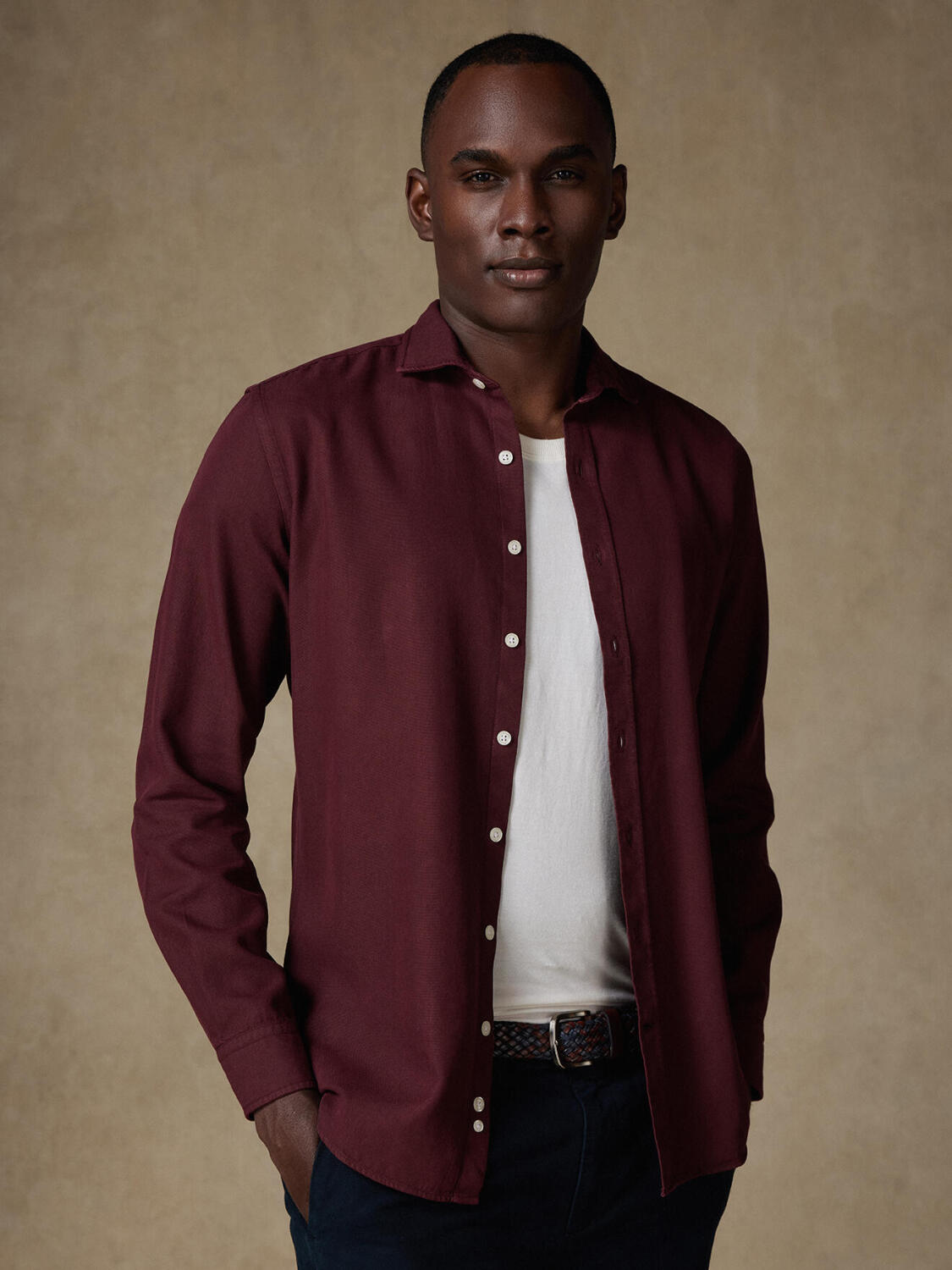 Camicia Oxford lavata Theo plum