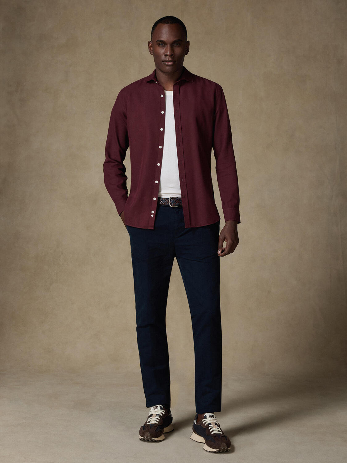 Camicia Oxford lavata Theo plum