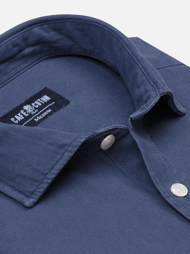 Chemise Theo en oxford lavé indigo