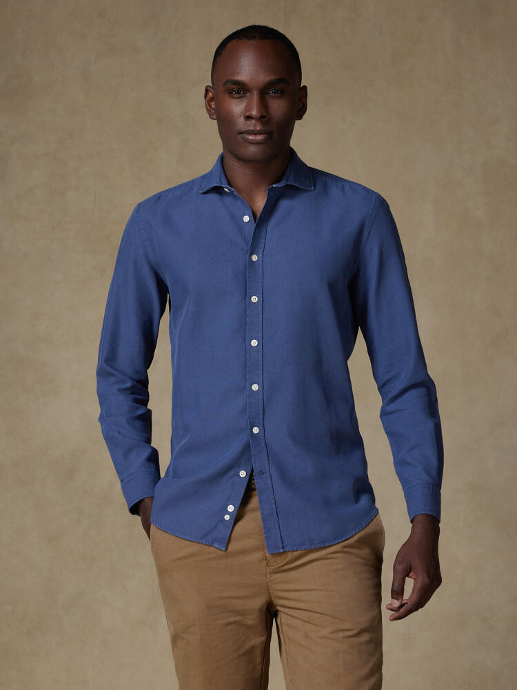 Chemise Theo en oxford lavé indigo