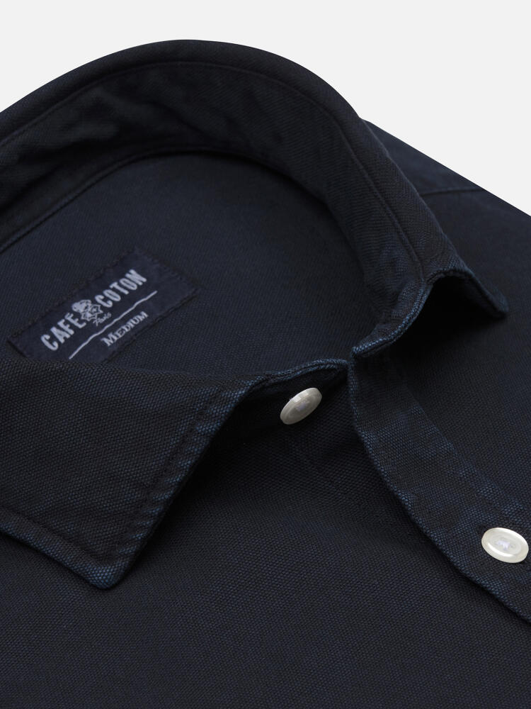 Theo Navy Washed Oxford Shirt