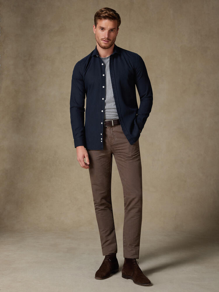 Chemise Theo en oxford lavé marine