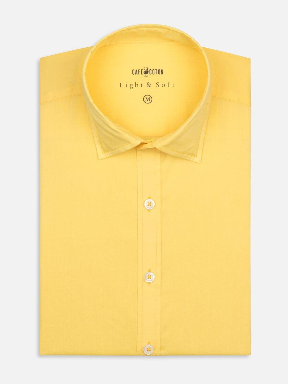 Yellow cotton voile shirt