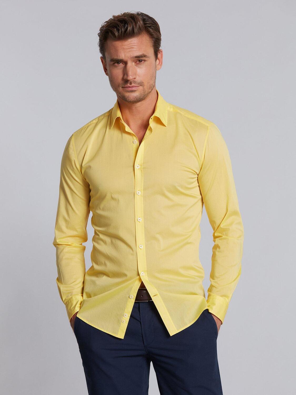 Yellow cotton voile shirt