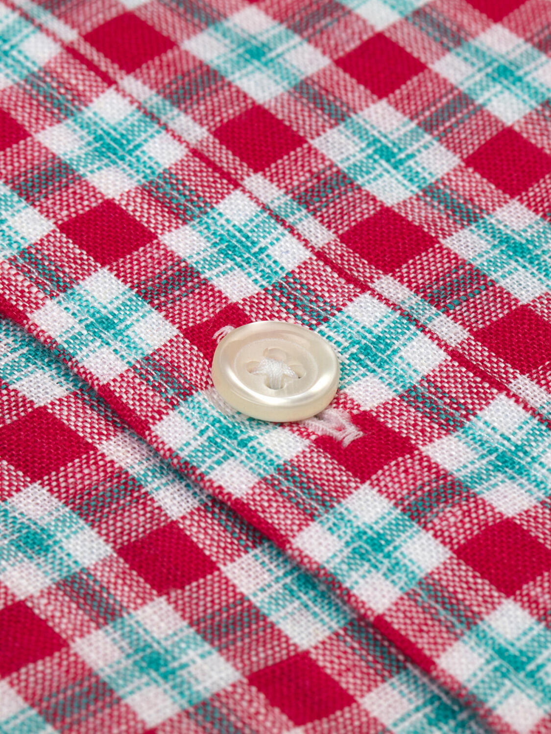 Chemise en lin à carreaux rouge