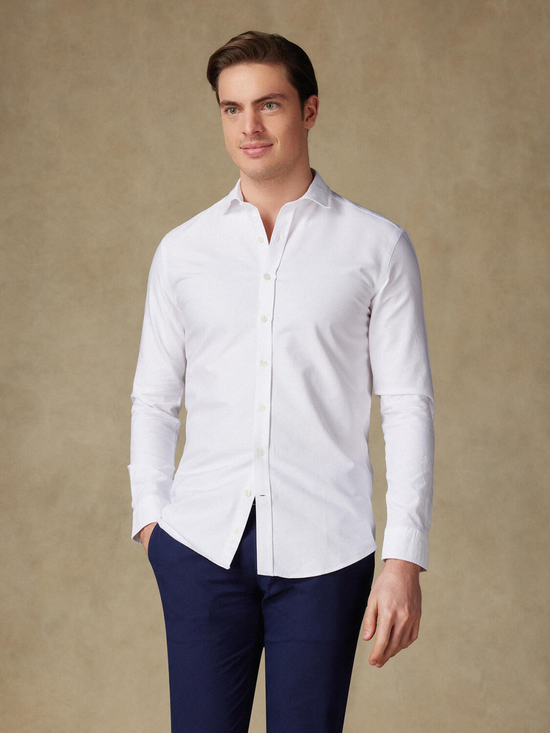 Camicia oxford biologica lavata in bianco