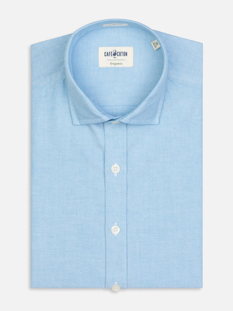 Turquoise washed organic oxford shirt