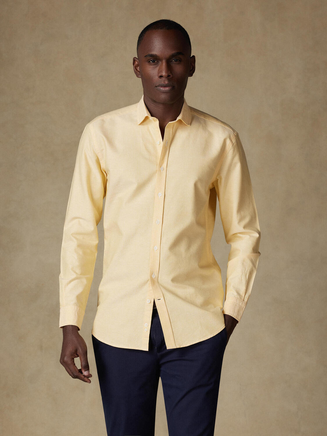 Chemise bio en oxford lavé jaune