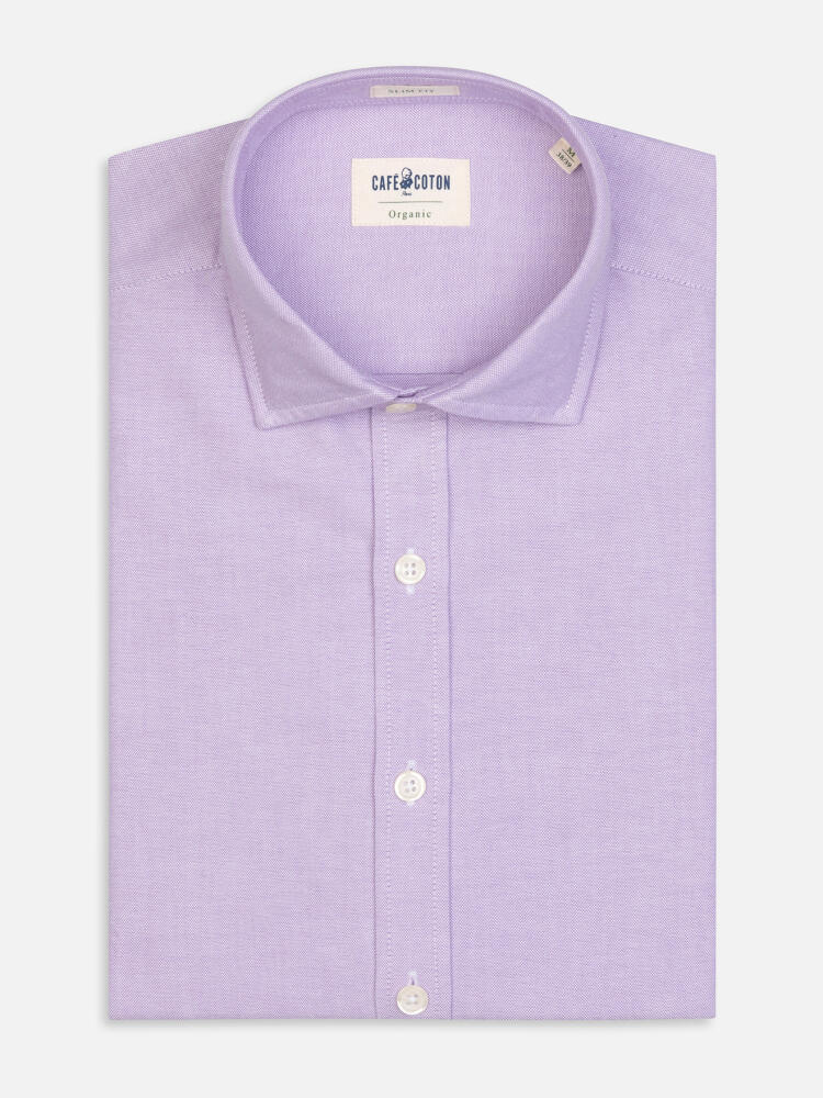 Chemise cintrée bio en oxford lavé parme