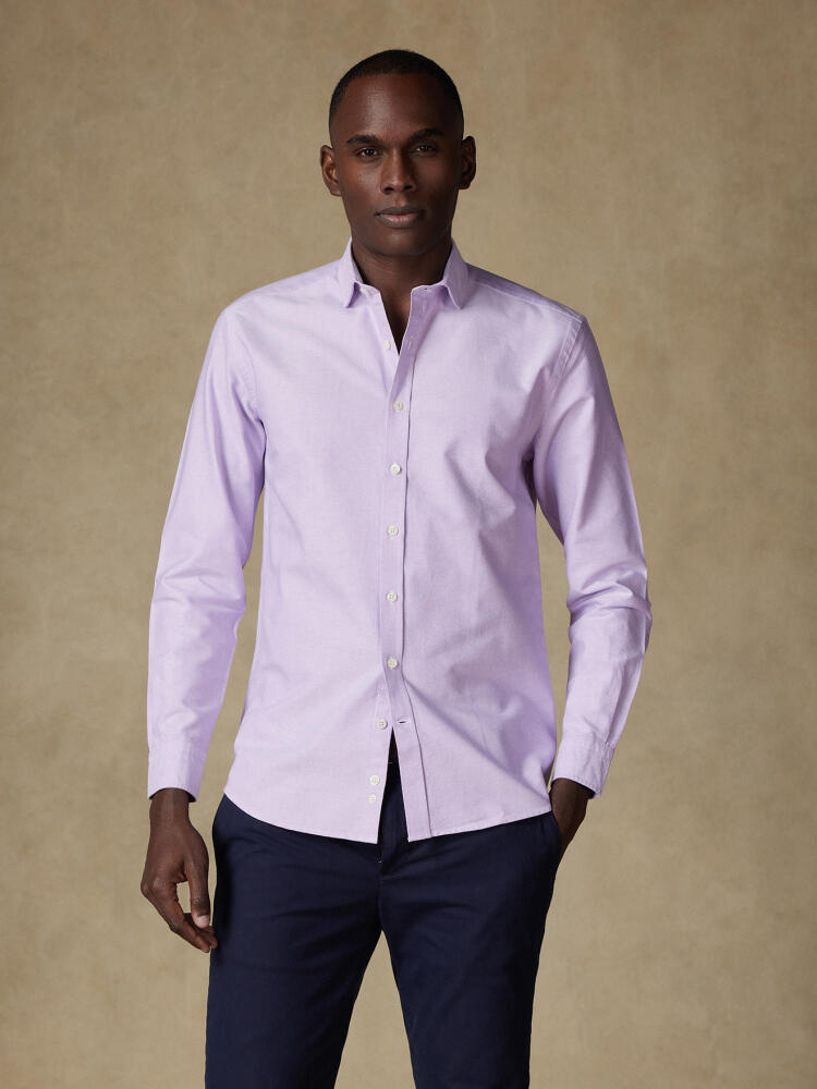 Chemise cintrée bio en oxford lavé parme