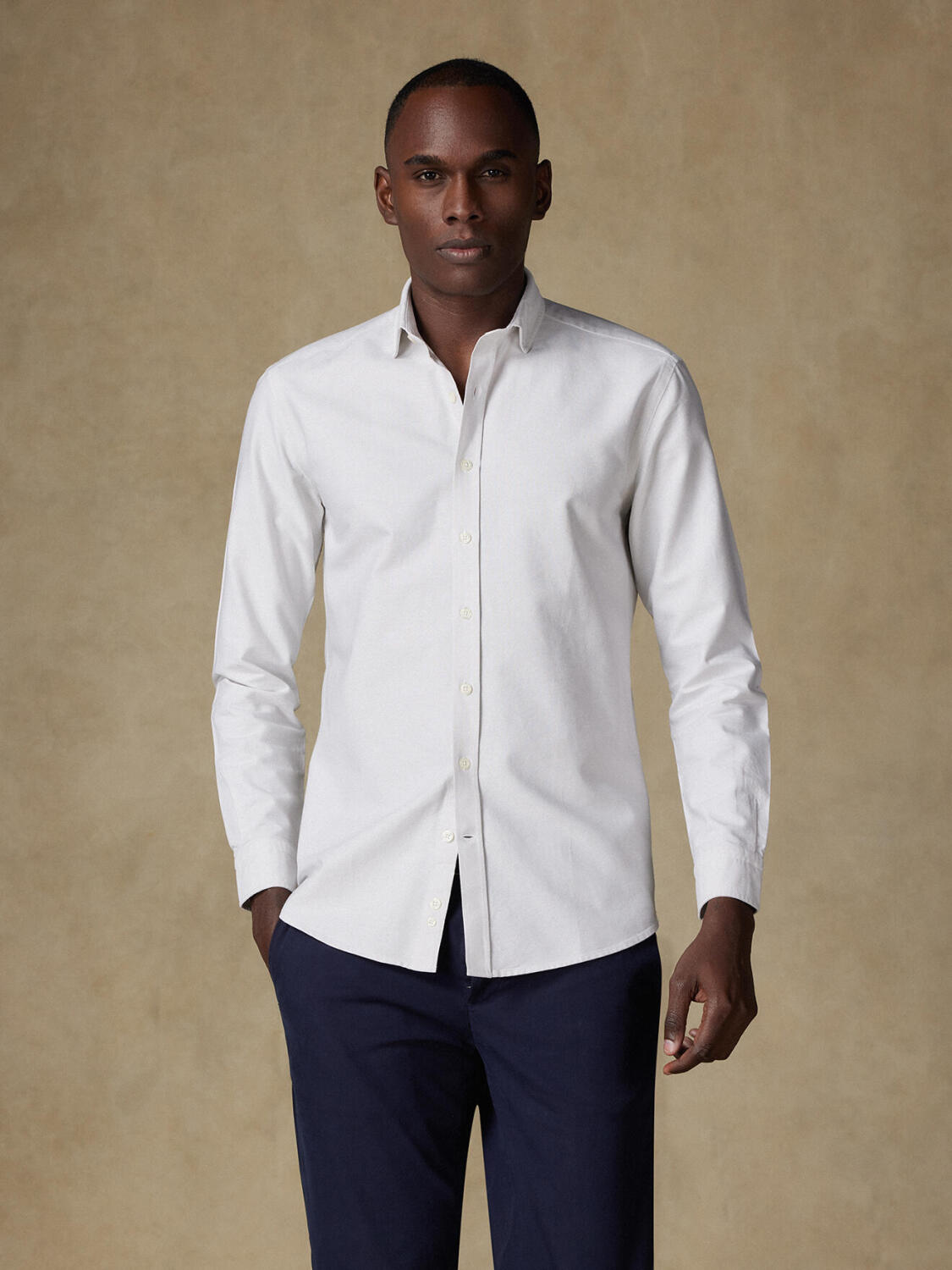 Sand washed organic oxford overhemd