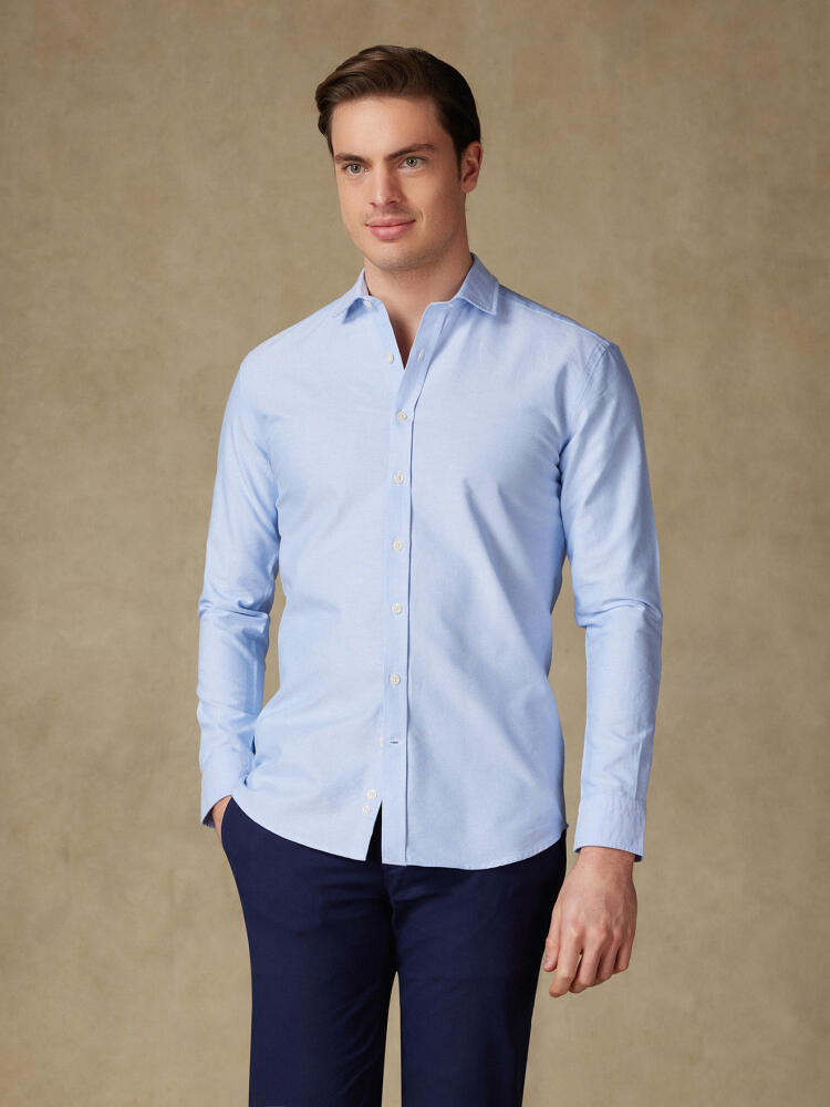 Chemise cintrée bio en oxford lavé ciel