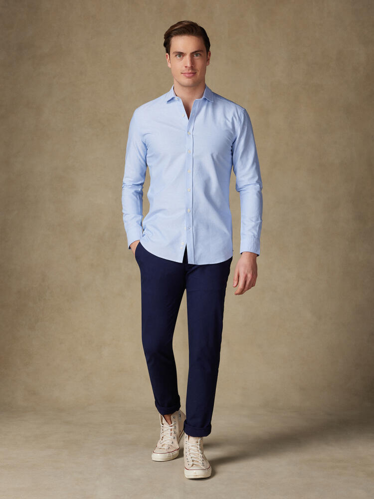 Chemise cintrée bio en oxford lavé ciel