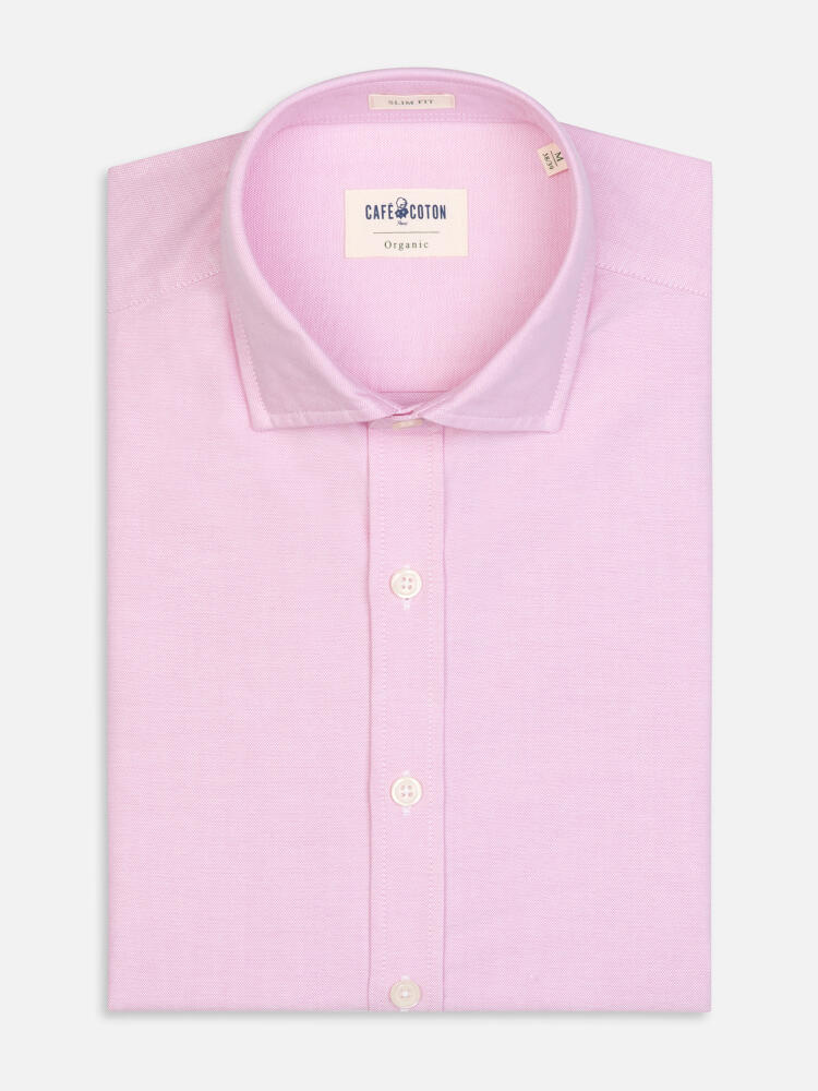 Chemise cintrée bio en oxford lavé rose