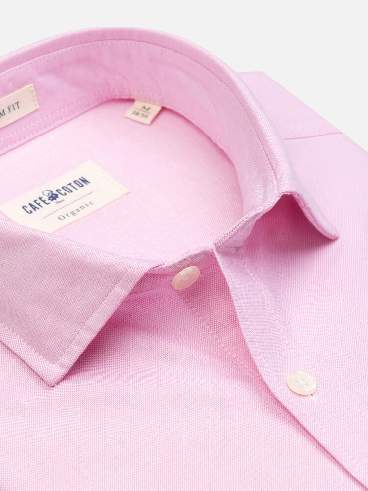 Chemise cintrée bio en oxford lavé rose