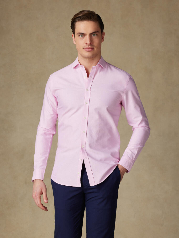 Chemise cintrée bio en oxford lavé rose