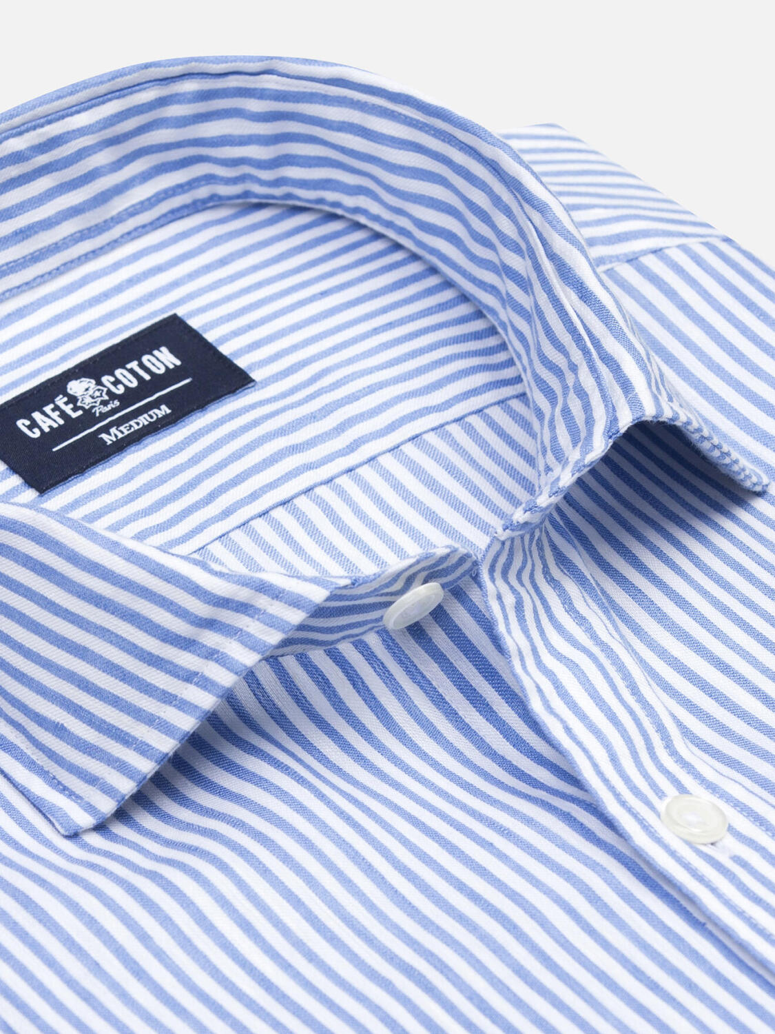 Eden linen shirt with sky blue stripes