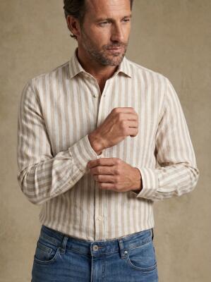 Chemise Holt en lin &agrave; rayure beige