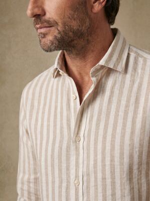Chemise Holt en lin &agrave; rayure beige