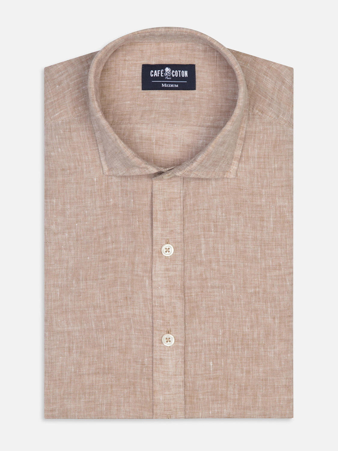 Camicia Olaf in lino color havana