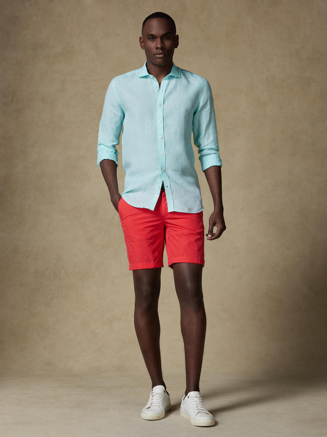 Camicia Olaf in lino turchese