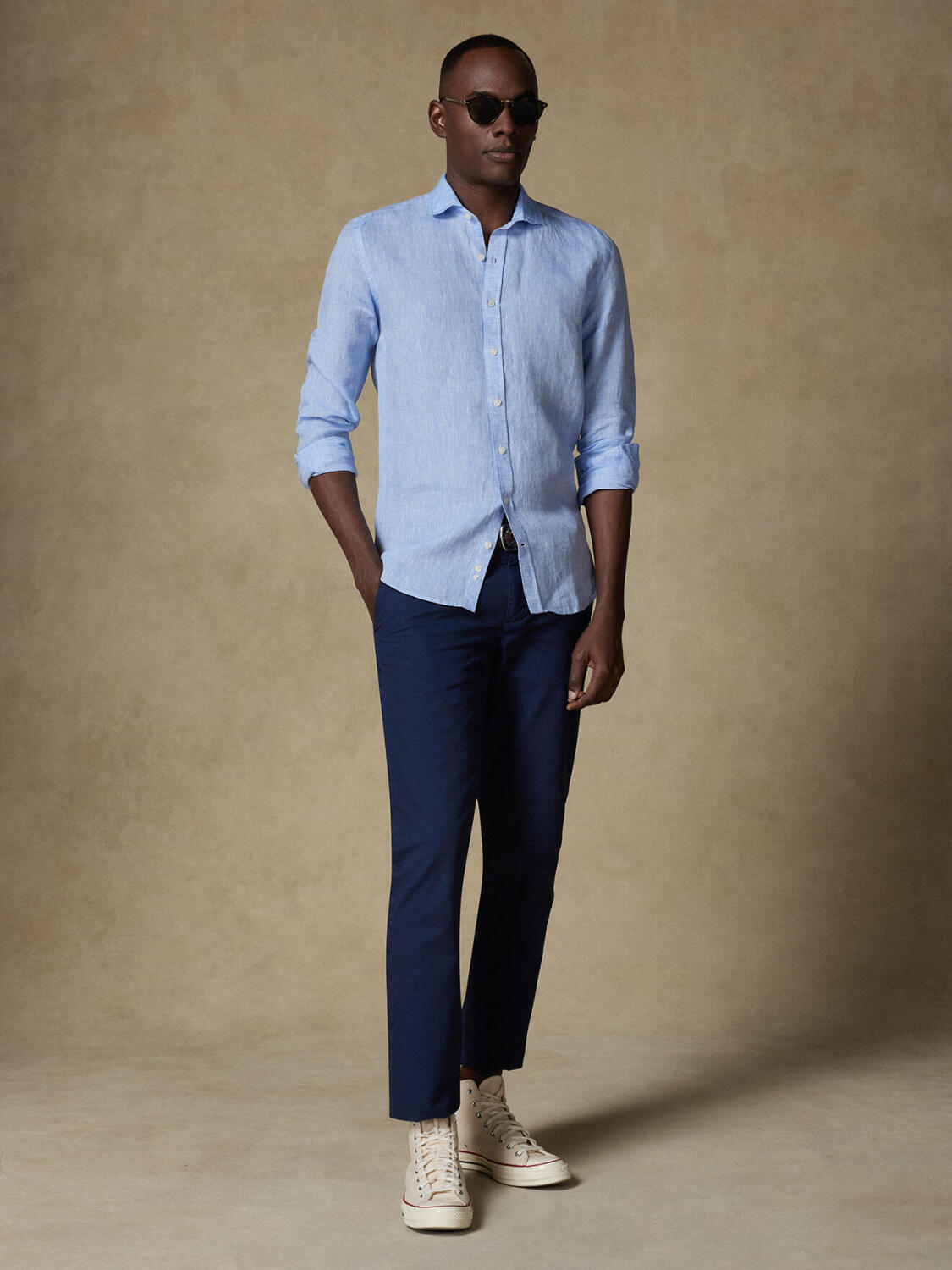 Camicia Olaf in lino cielo