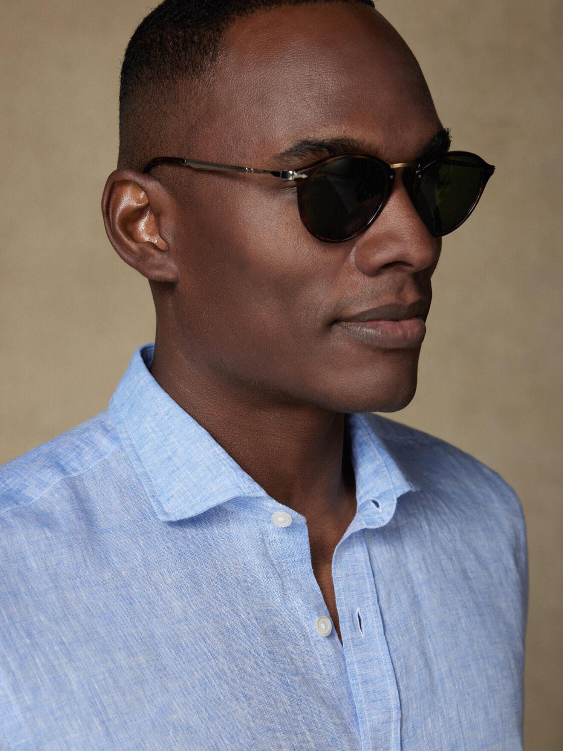 Camicia Olaf in lino cielo