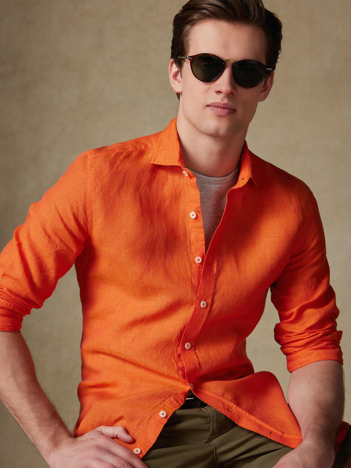 Chemise Olaf en lin orange