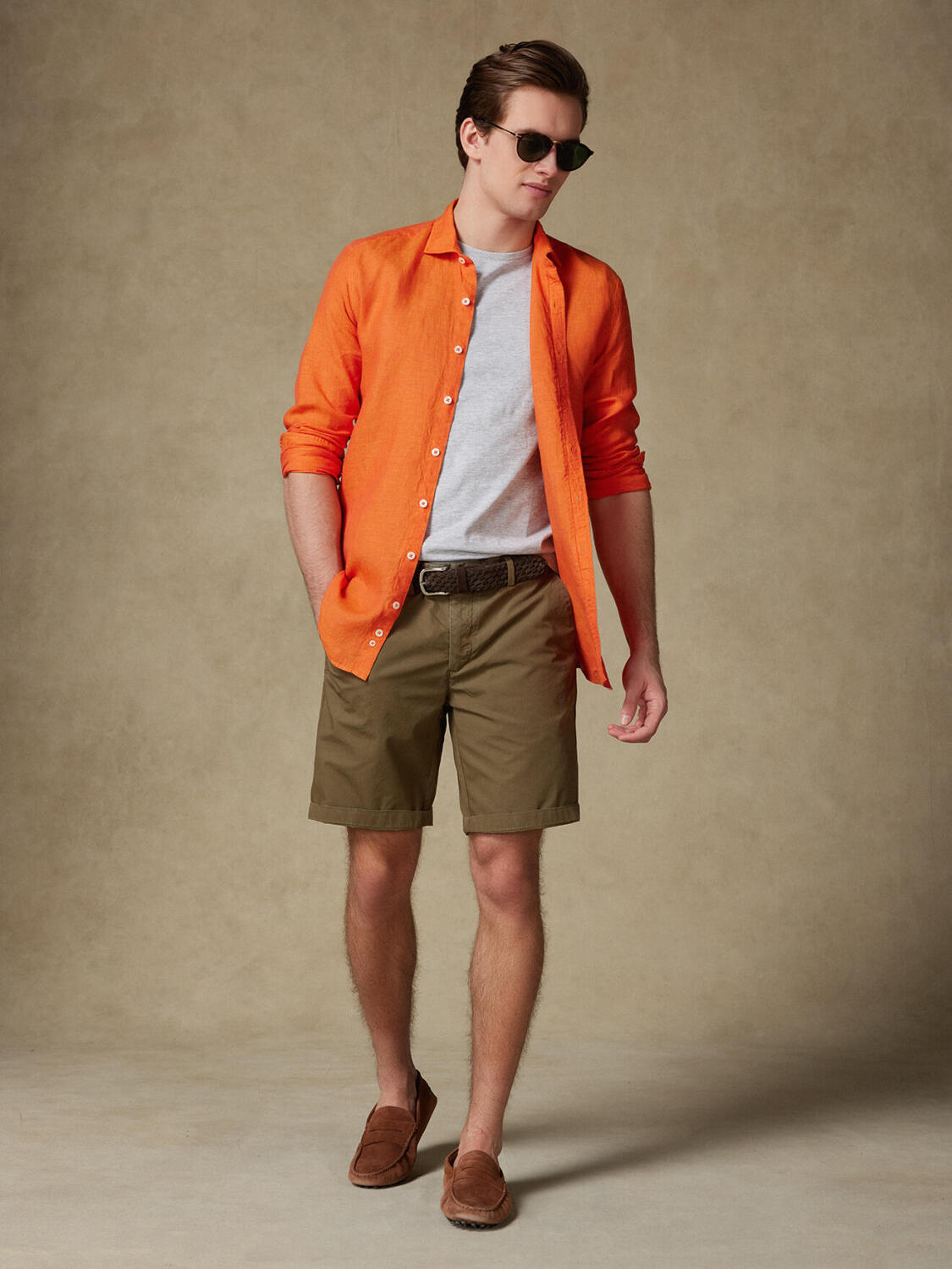 Chemise Olaf en lin orange