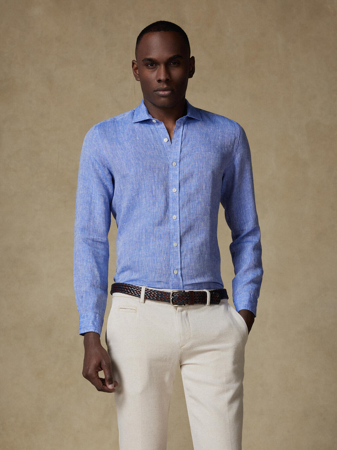 Camicia Olaf in lino blu