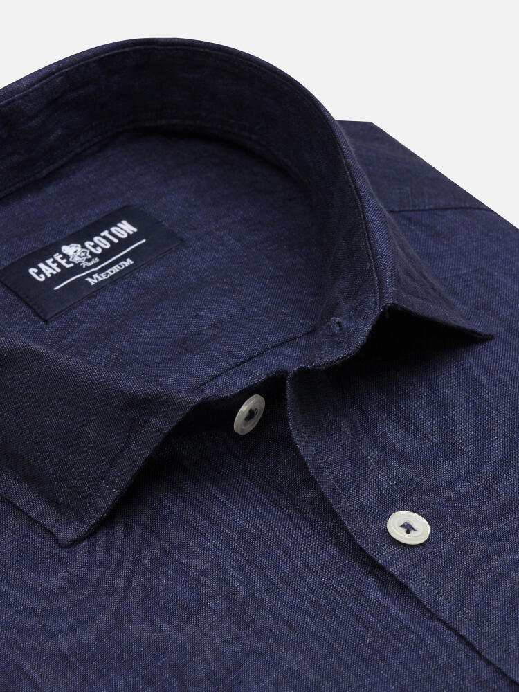 Camicia Olaf in lino blu scuro