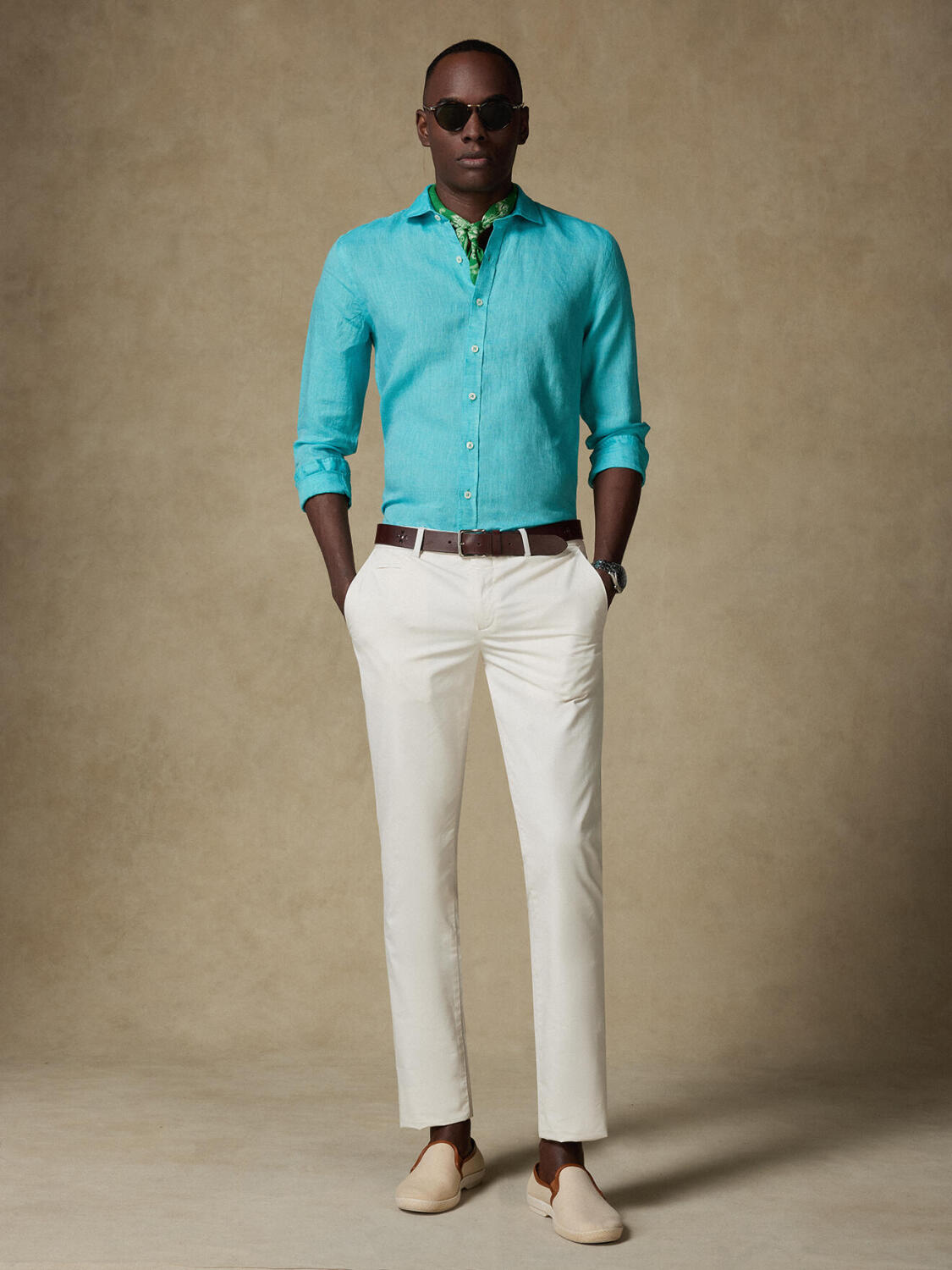 Camicia Olaf in lino smeraldo