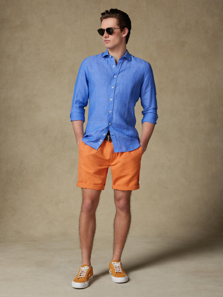 Camicia Olaf in lino blu cobalto