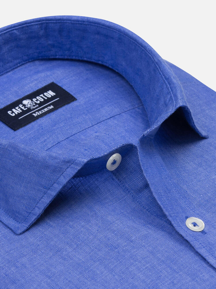 Camicia Olaf in lino blu cobalto