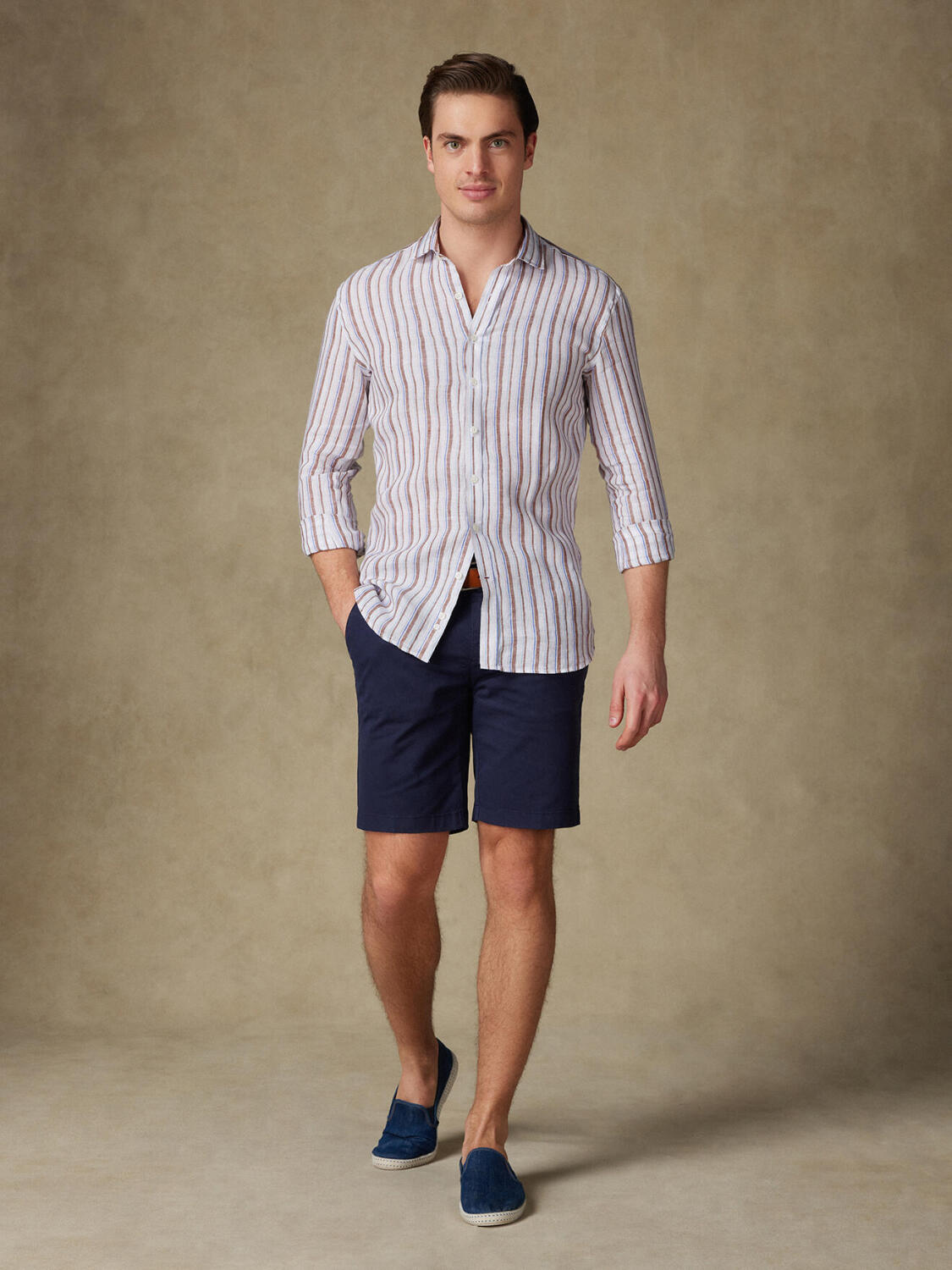 Camicia Ray in lino a righe