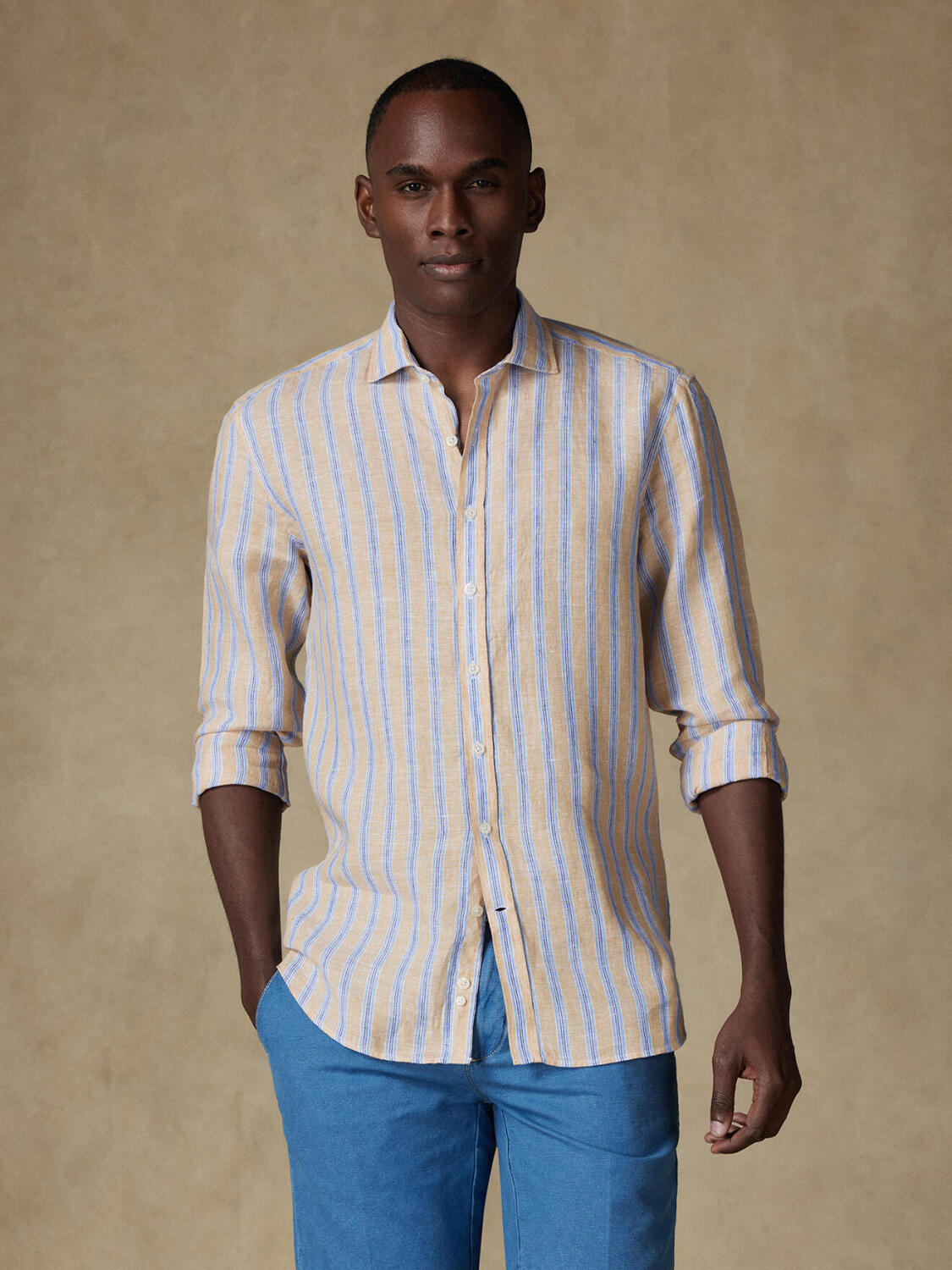 Ron sandy stripes linen shirt