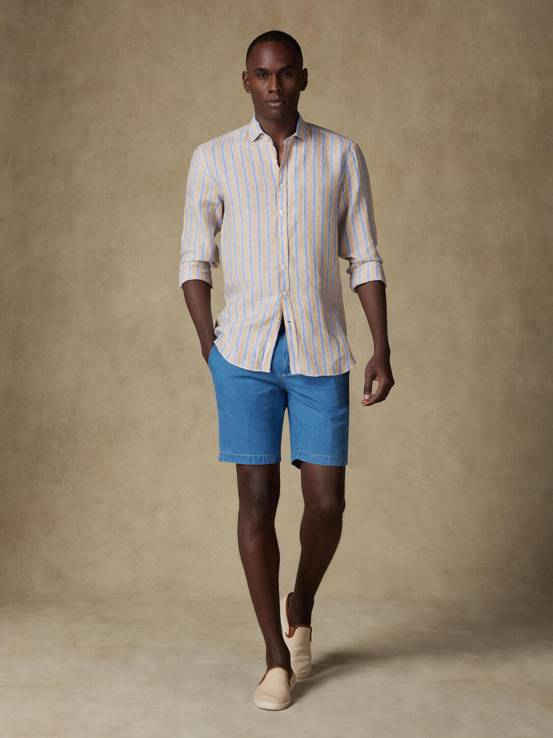 Ron sandy stripes linen shirt