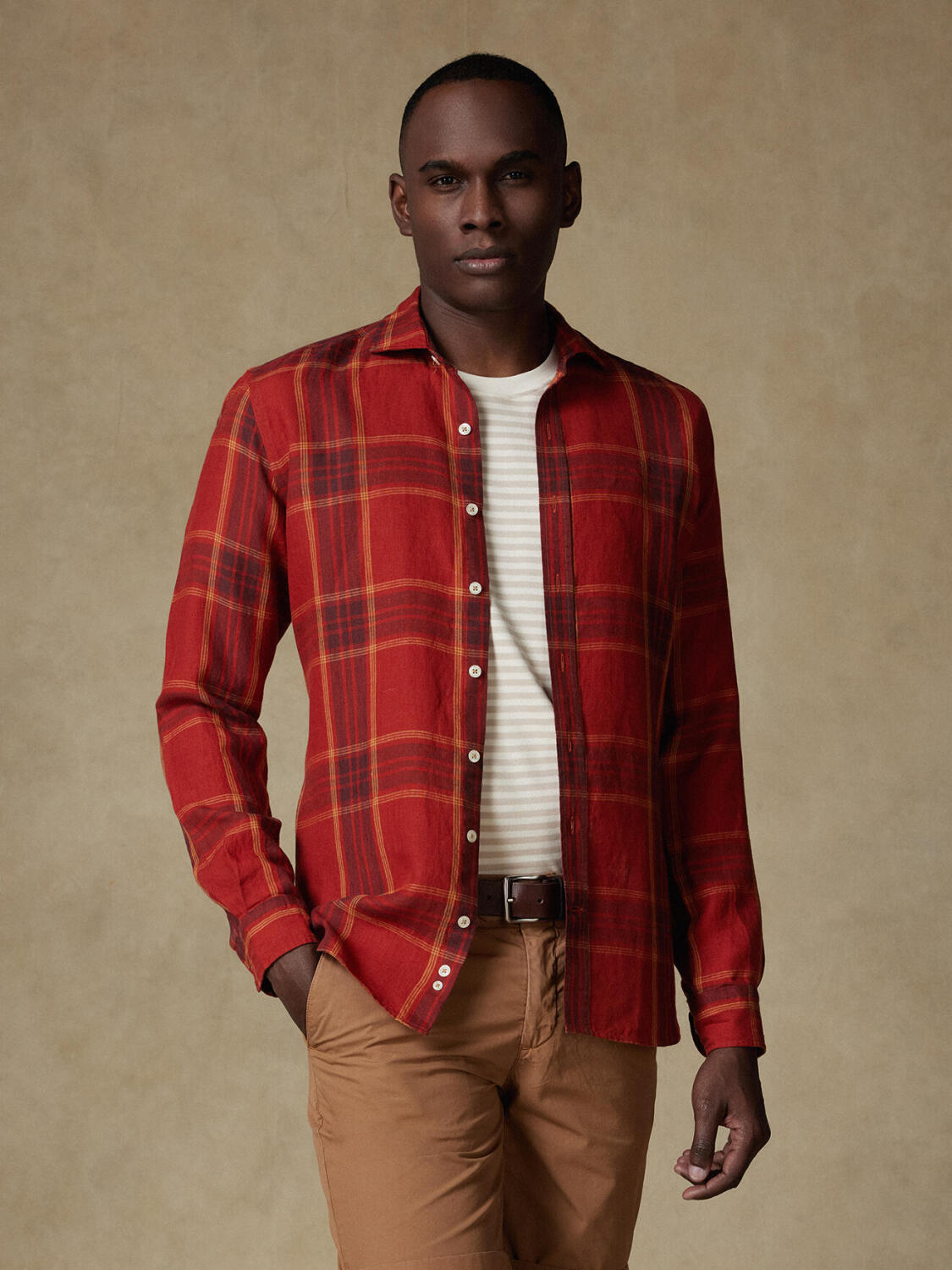 Chemise Simon en lin à motif tartan