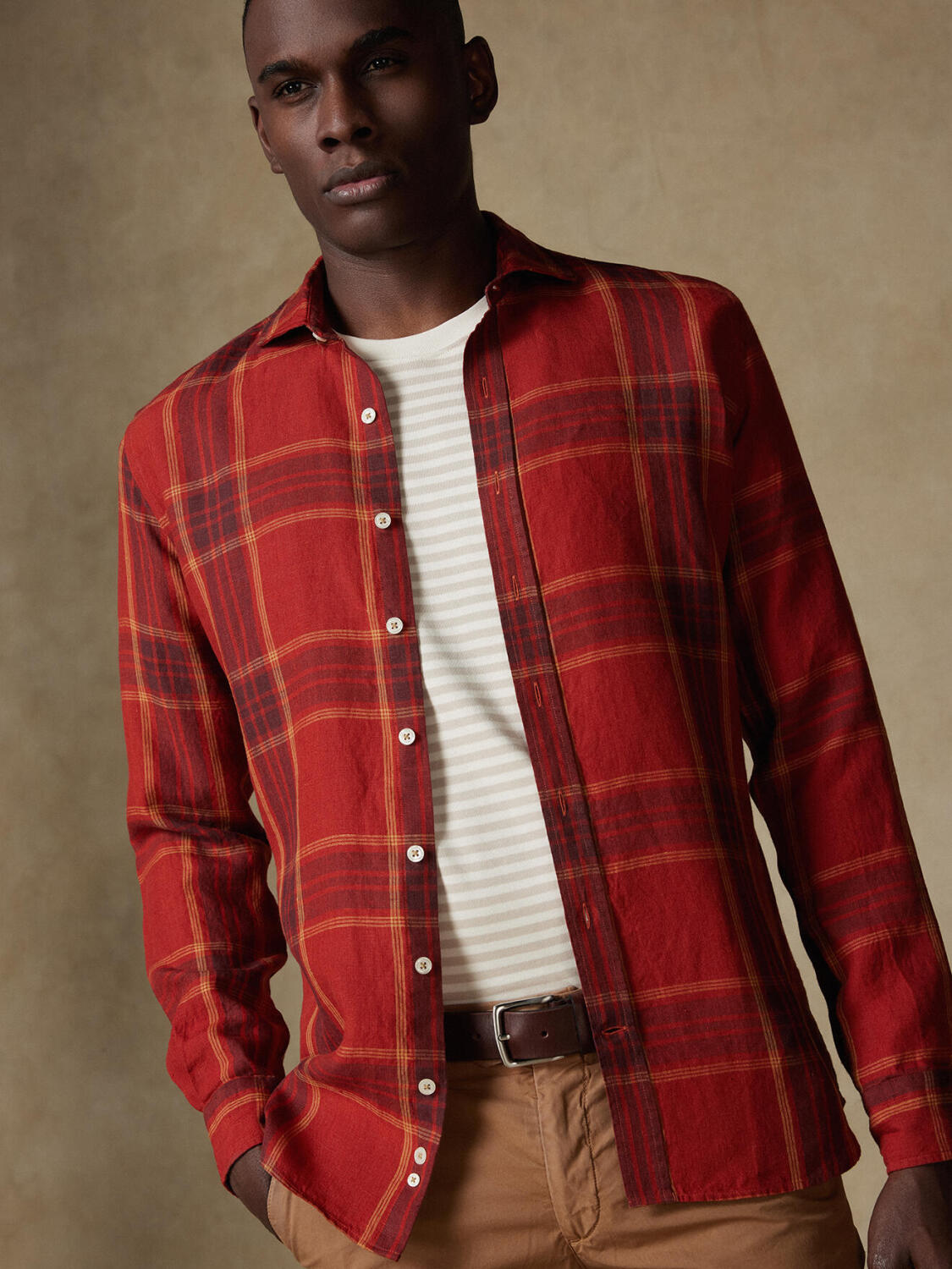 Chemise Simon en lin à motif tartan