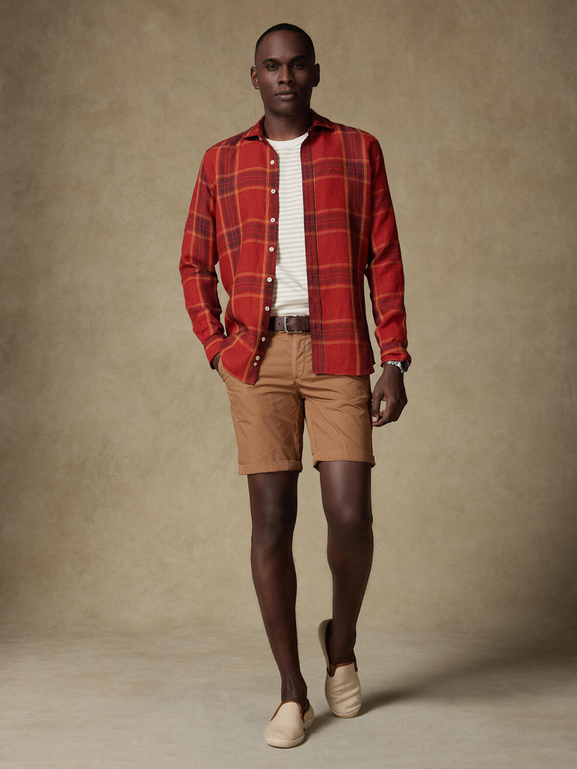 Chemise Simon en lin à motif tartan