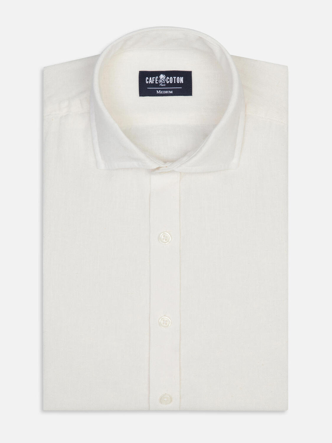 Overhemd slim Moon van linnen in offwhite