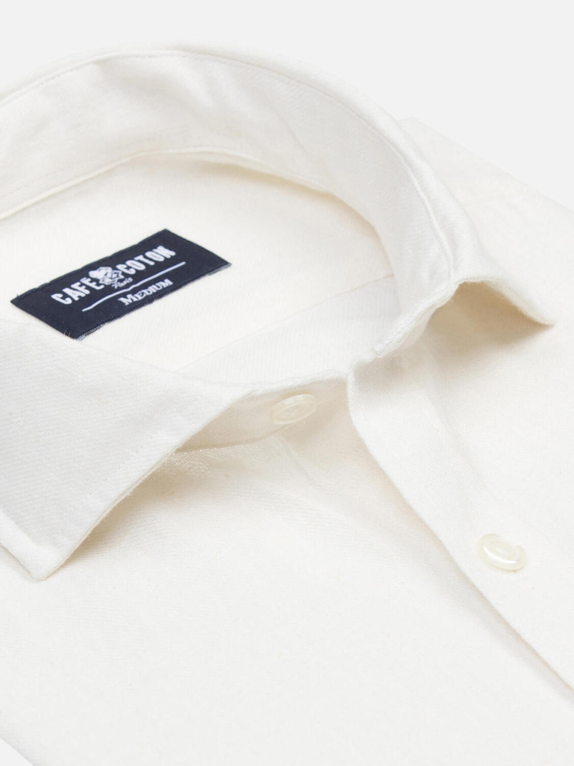 Overhemd slim Moon van linnen in offwhite