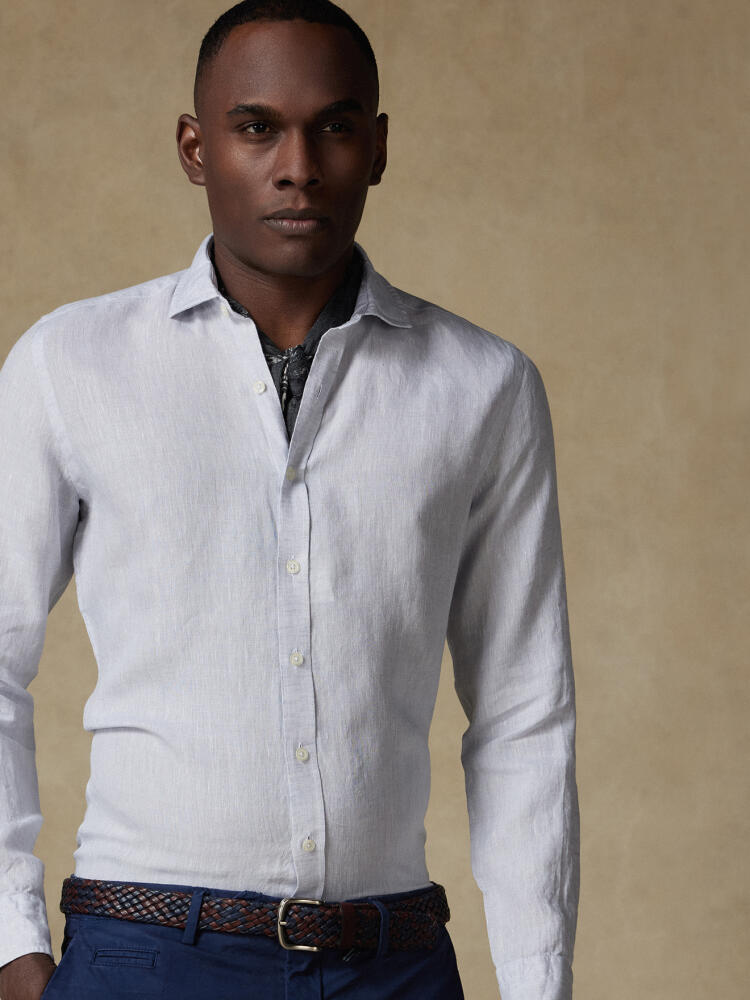 Camicia slim Olaf in lino grigio