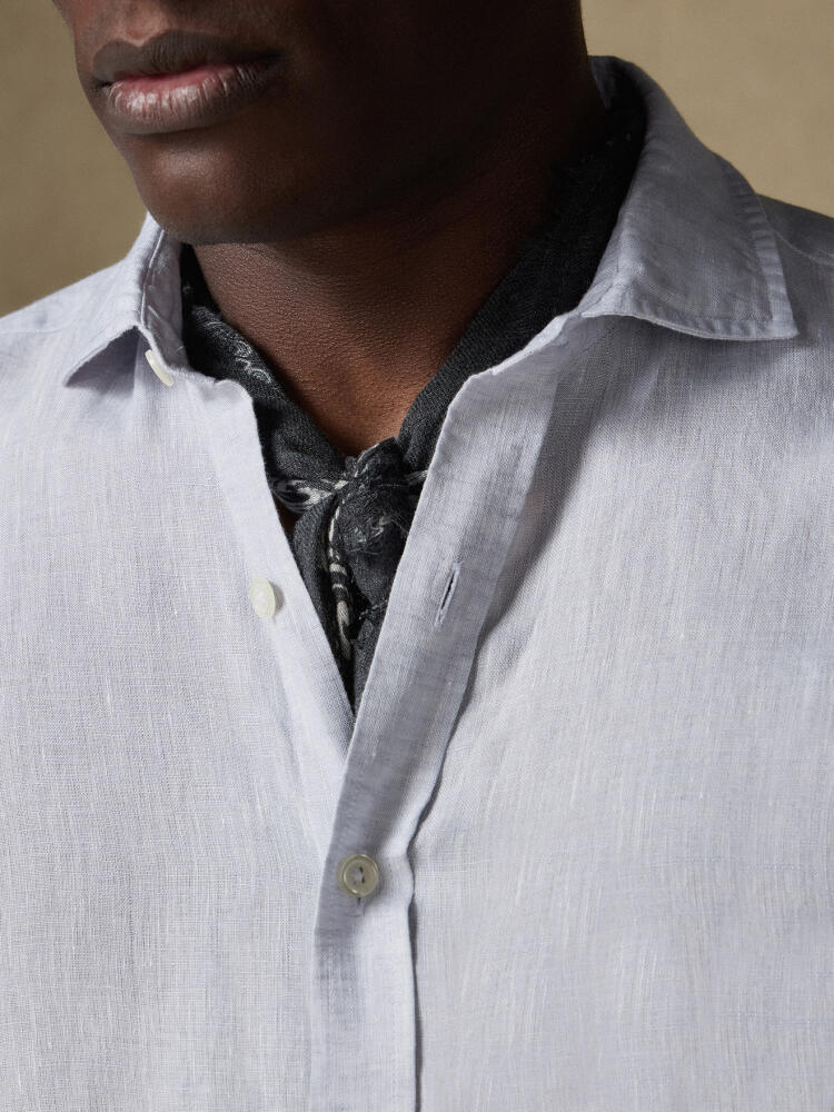 Camicia slim Olaf in lino grigio