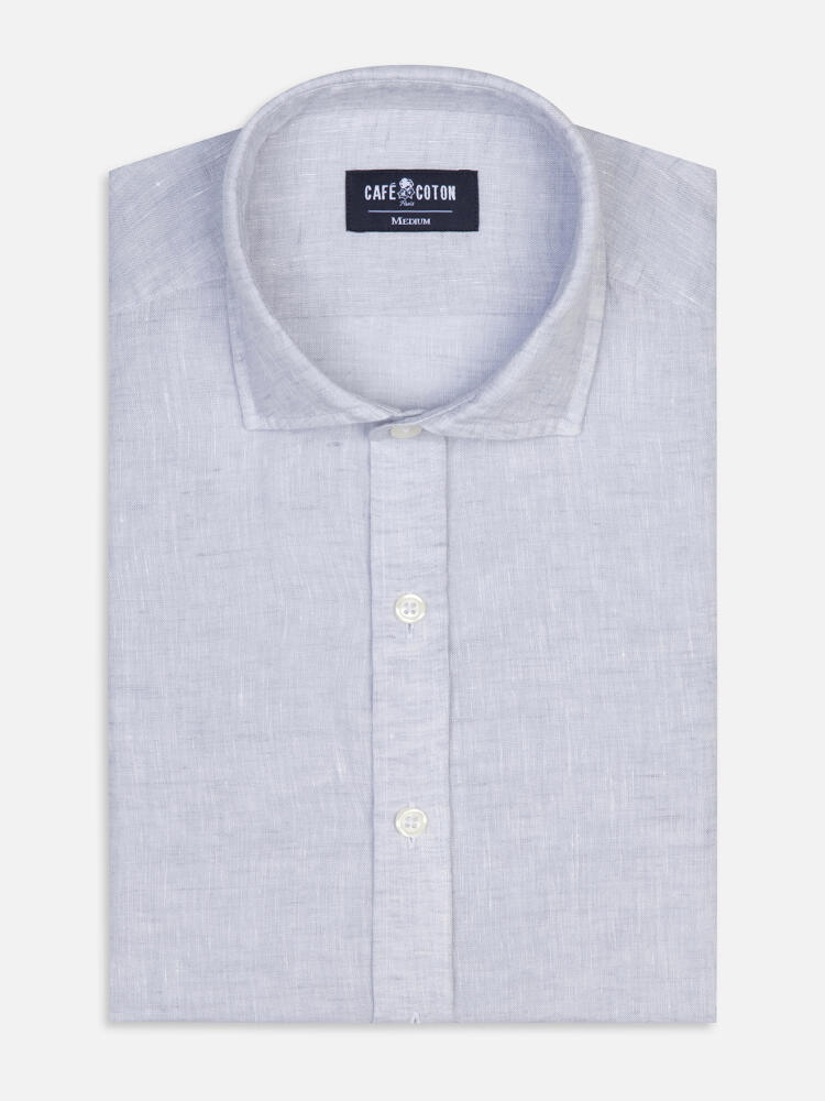 Camicia slim Olaf in lino grigio