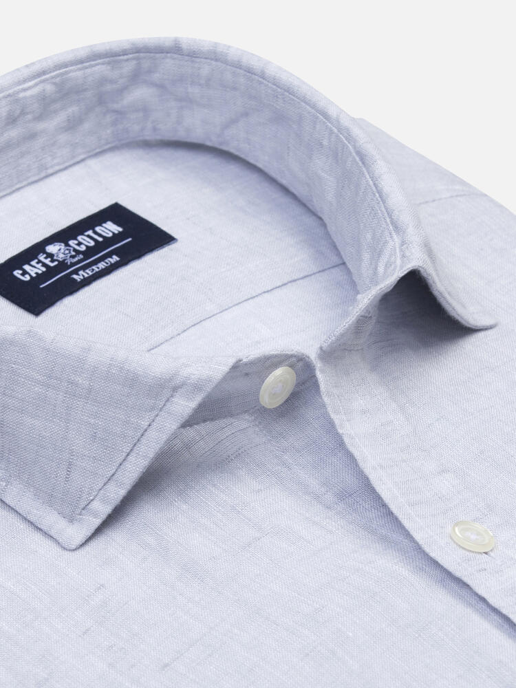 Camicia slim Olaf in lino grigio