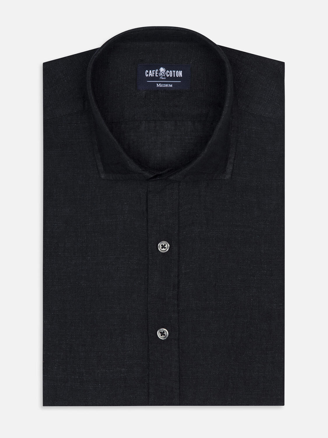 Olaf black linen slim fit shirt