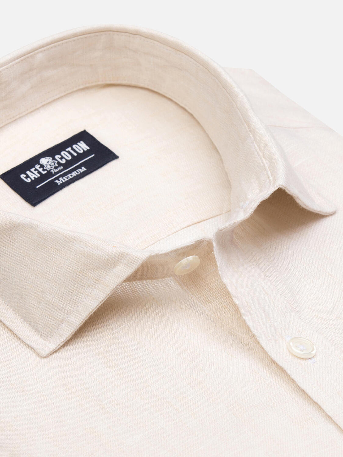 Chemise cintrée Olaf en lin sable