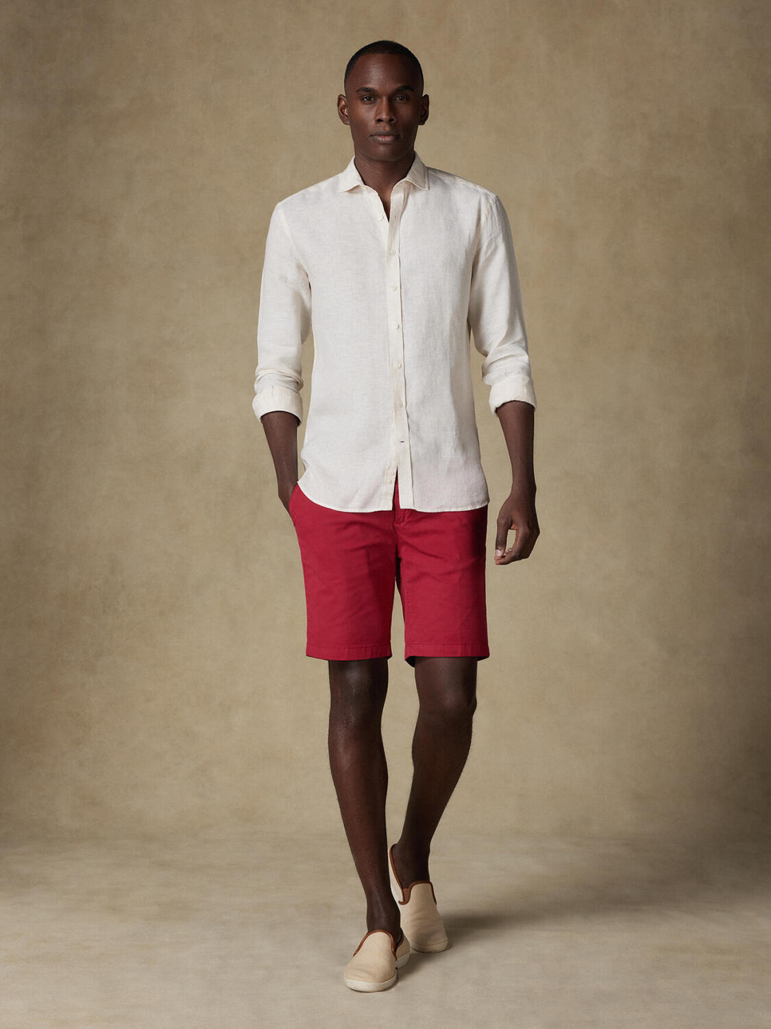 Chemise cintrée Olaf en lin sable