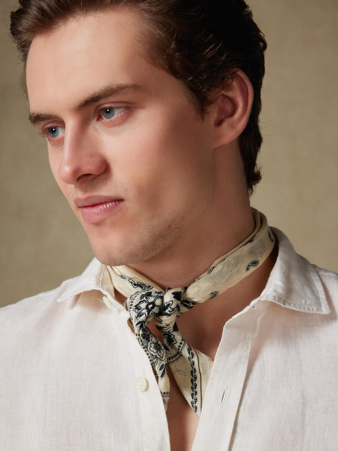 Overhemd slim Olaf van linnen in offwhite